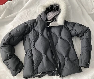 Chaqueta de snowboard Salomon para mujer grande con capucha rellena abrigo de esquí rejilla negra Foto 1 de 4