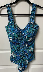 GABAR ONE PIECE SWIMSUIT WOMENS SIZE 12 BLUE FLORAL - Picture 1 of 17