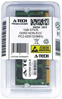 A-Tech 1GB PC2-4200 Laptop SODIMM DDR2 533 MHz 200-Pin Notebook Memory RAM 1x 1G - Image 1 of 2