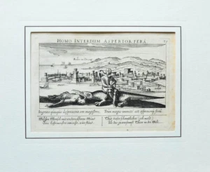 c1630 Rhodos Krokodil Emblem-Kupfer Kupferstich-Ansicht Meissner - Picture 1 of 1