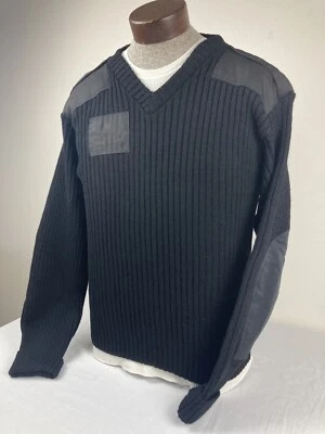 VTG CITADEL VIRGIN WOOL MILITARY SWEATER BLACK V NECK MENS 44 MADE IN USA NEW! - Image 1 of 4