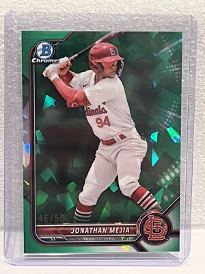 2022 BOWMAN CHROME DRAFT SAPPHIRE GREEN #BDC-186 JONATHAN MEJIA CARDINALS /50 - Image 1 of 2