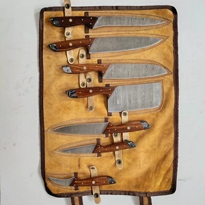 Custom Made Damascus Steel Professional Kitchen 7Pcs Knife set-1026 Rw & Blk - Picture 1 of 5
