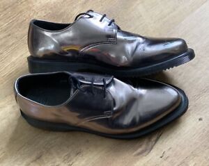 Dr Martens Silver Shoes Size 6 EU 39 Mirror Finish Metallic
