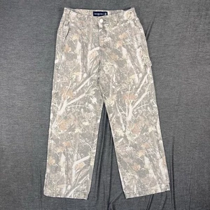 Y2K Abercrombie & Fitch Jeans Uomo 30x28 Baggy Mimetico Rigido Denim Falegname - Foto 1 di 13