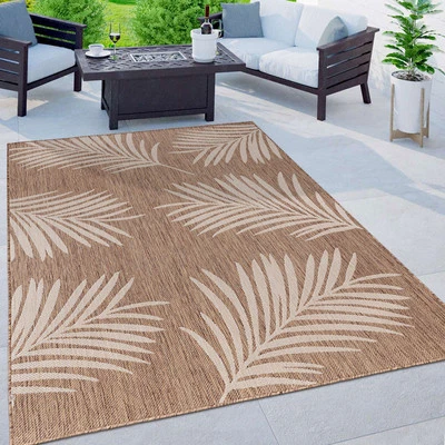 Rugshop Indoor/Outdoor Rugs 8x10 Palm Leaves Textured Flat Weave Rugs Patio Rugs