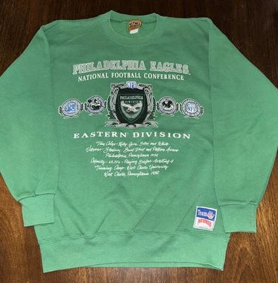 Philadelphia Eagles Nuez moscada Vintage Cuello Redondo Sudadera Grande Verde Kelly Foto 1 de 4