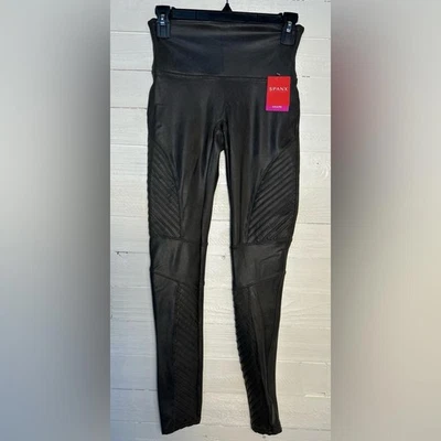 NWT Spanx faux leather moto leggings, Gunbarrel gray, women’s size medium. - Image 1 of 4
