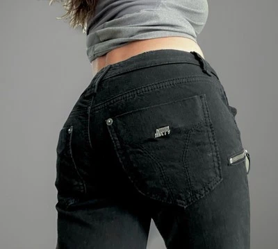 Pantalones de mezclilla retro vintage Miss Sixty para mujer 26 negros ajustados con cremallera tiro bajo Dalko Grunge Foto 1 de 4