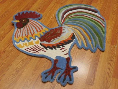 Tibetan Rooster Rug Shape Handmade Kids Boho Rug Aesthetic Rug 3x5 Ft - Image 1 of 4