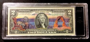 2$ Utah Arches National Park Colorized Note! Authenticated UNC! Holder! ENN - Picture 1 of 2