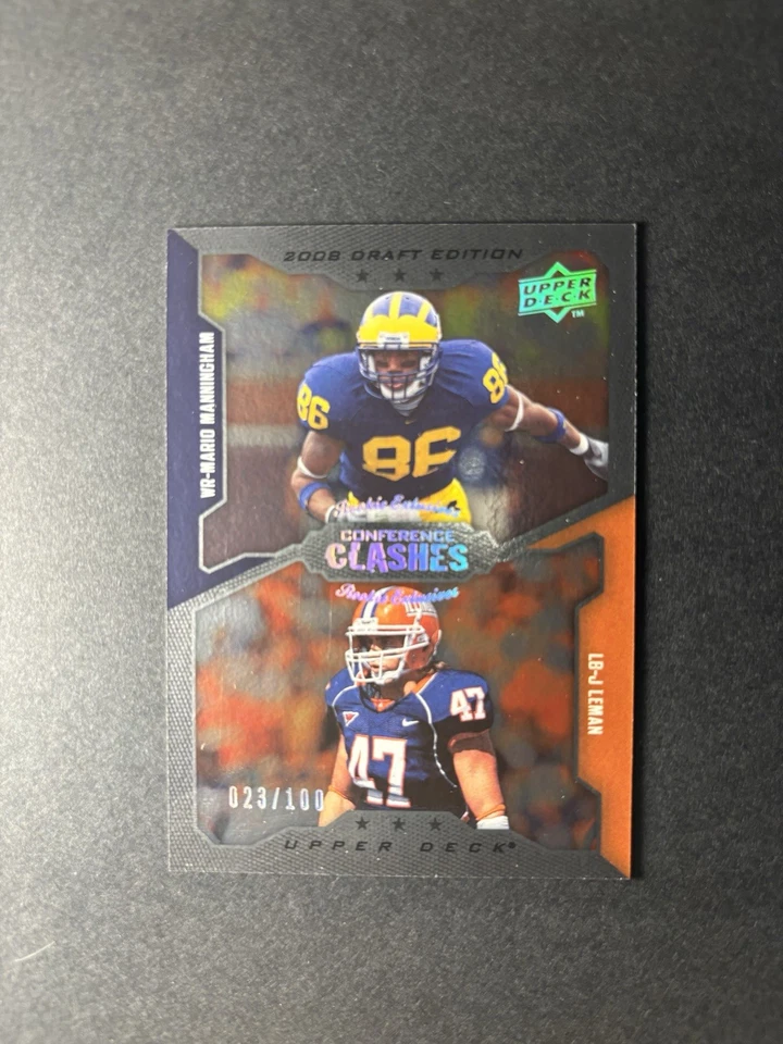 2008 Upper Deck Draft Edition Conference Clashes Mario Manningham, J Leman /100 - Image 1 of 1