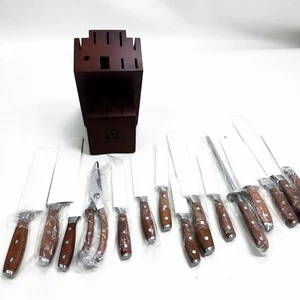 Juego de bloques de cuchillos Vestaware - Juego de cuchillos profesionales de 16 piezas con bloque, tijeras, - Imagen 1 de 6