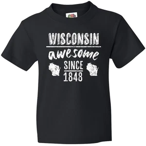 Inktastic Wisconsin Awesome Since 1848 Youth T-Shirt Madison City Birthday Text - Picture 1 of 9