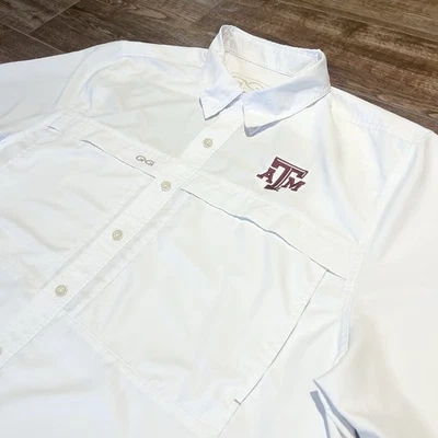 Texas A&M Aggies Game Guard Mens 2XL White Button Up Shirt Short Sleeve - Image 1 of 4
