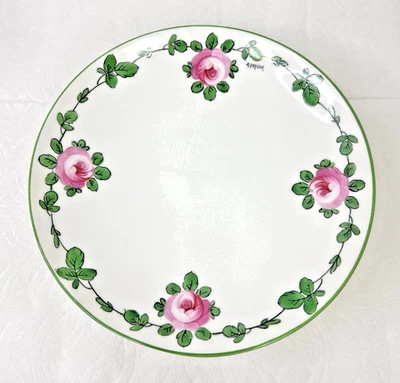 MINTON Pink Roses Green Garland Hand Signed Small Pedestal Compote B859 - Image 1 of 4