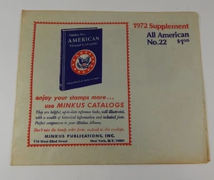Minkus All American No. 22 páginas de álbum de estampillas suplementarias 1972 - Imagen 1 de 2