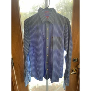 Abercrombie & Fitch Mens XL Muscle Fit Striped Button Down Shirt Blue White - Picture 1 of 7