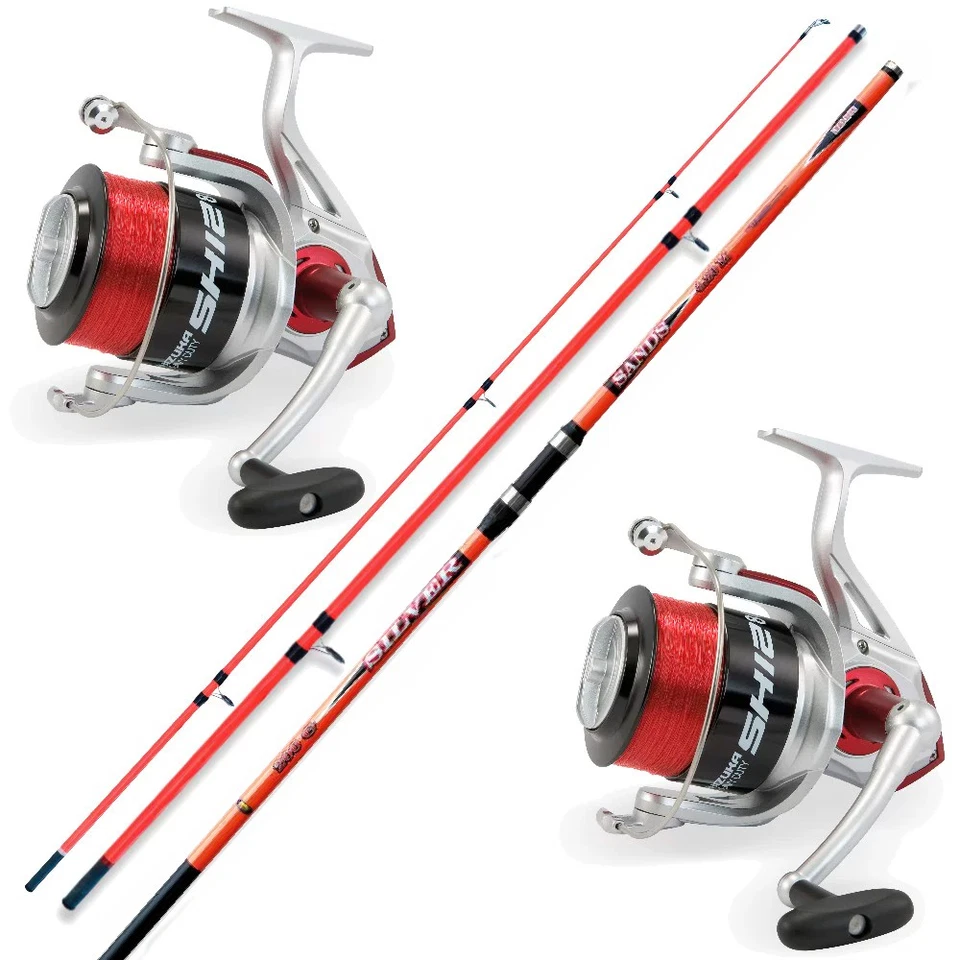 Deluxe Brandungsset 2 Ruten + 2 Rollen + Schnur Komplettset - Bild 1 von 1