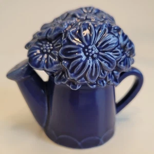 Stacking Salt and Pepper Shakers Blue Watering Can with Flower Boutique Descript - Picture 1 of 17