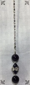 Handcrafted Cobalt Blue Goldstone Gemstone Silver Ball Bar Made With Swarovski - Picture 1 of 5
