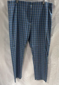 Ann Taylor Blue Plaid Pull Up Pants Size 18 Tapered Leg and Zipper - Picture 1 of 7