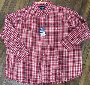 Wrangler Pearl Snap Western Shirt Mens Red Plaid Long Sleeve Lightweight 4XL NWT - Picture 1 of 7