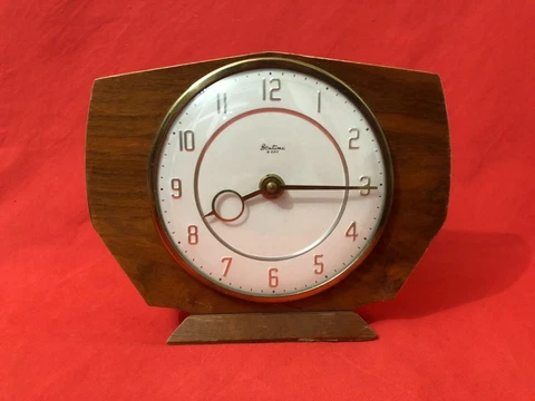 VINTAGE BENTIMA 8 DAY MANTEL CLOCK WOOD CASE WORKING MANUAL HANDWINDING ART DECO Cover
