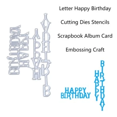 Letter Happy Birthday Cutting Dies Stencils Scrapbook Album Card Embossing Craft - Image 1 of 4