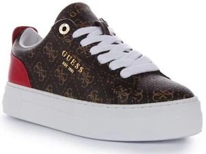 Guess Fl8Geafal12 Genza Cuero 4G Logotipo Cordones Entrenador En Choco Mujer Reino Unido 3 - 8 - Imagen 1 de 12