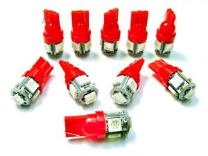 10 Red Fits Plymouth BRIGHT 12V LED 194 Wedge Instrument Panel Light Bulbs NOS