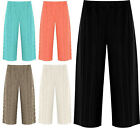 Women's Plus Pleated Elasticated Culottes Ladies Stretch Baggy Fit Shorts Pants 