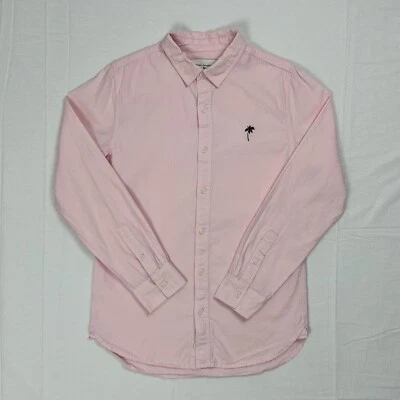Modern Amusement Mens Long Sleeve Casual Button-Down Pink Shirt (Small) - Image 1 of 4