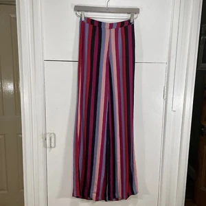 Reformation Trousers Sorrenti Wide Leg Pants Multi Colour Candy Stripe Size 0 - Picture 1 of 8