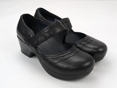 Zuecos florales Dansko 41 Harlow Mary Jane tacón grueso cuero negro 3822020200 Foto 1 de 4