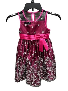 Love By Special Occasions Girls Fancy Pink/Burgandy Dress In Sz 5 With Tie Belt - Picture 1 of 10