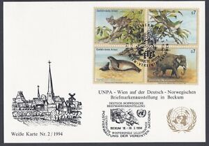 UNITED NATIONS VIENNA FIRST DAY COVER 1994 ON MAXI CARD ENDANGERED SPECIES