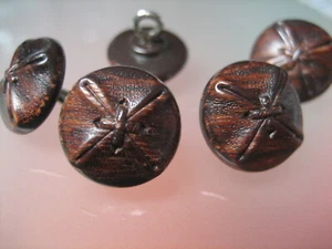 5x  interessante Knöpfe - Braun -  Lederoptik - 15mm - Larp, Trachten - Bild 1 von 2