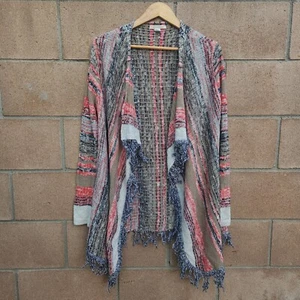Canyon River Blues Women’s Multi-Color Striped Fringe Cardigan Sweater Size L - Picture 1 of 7