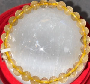 golden rutilated quartz bracelet 6/8 Rd - Picture 1 of 3