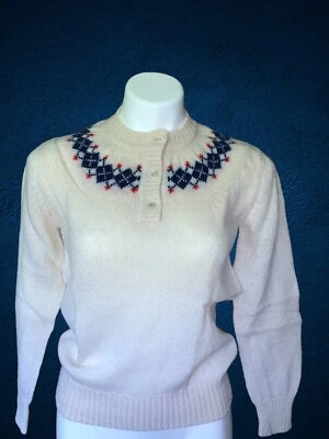 Womens Vtg 80s 1980s J.B. Scott Shetland Wool Fair Isle Argyle  Sweater L Preppy - Image 1 of 4