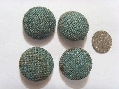 1930s antique 4 green fabric covered metal back Defiance buttons 52508 - Image 1 of 4