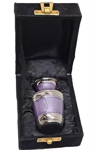 Lavendar Silver MINI URN In Velvet Box Cremains Herbs Ganja Threaded Lid - Picture 1 of 10
