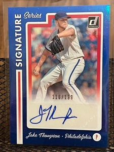 AUTOGRAFO JAKE THOMPSON 2017 DONRUSS "SIGNATURE SERIES" PHILLIES BLU AUTO /199! - Foto 1 di 2