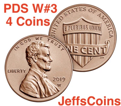 2019 PDS W #3 UNCIRCULATED Lincoln Union Shield Proof West Point Penny P D W S 4 - Image 1 of 4