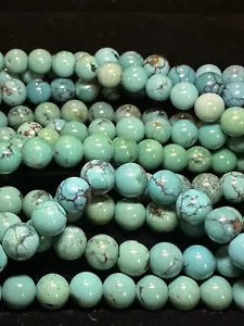 Genuine Natural Hubei Turquoise Smooth Polished Round 5.5mm Gemstone Beads 16” - Picture 1 of 6