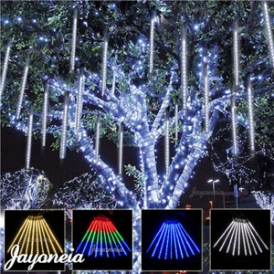 LED Meteor Shower Rain Fairy Lights Snowfall Christmas Tree Outdoor Garden Party - Picture 1 of 18