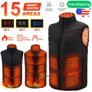 15 Areas Heated Vest Warm Winter Electric USB Jacket For Men Women Heating Vest - Picture 1 of 33