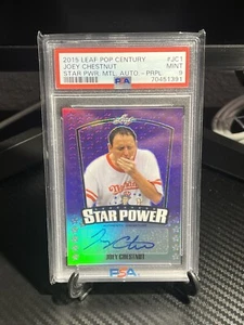 2015 Leaf Joey Chestnut Star Power Auto Purple /15 PSA 9 🔥 🐐 🌭 - Picture 1 of 2