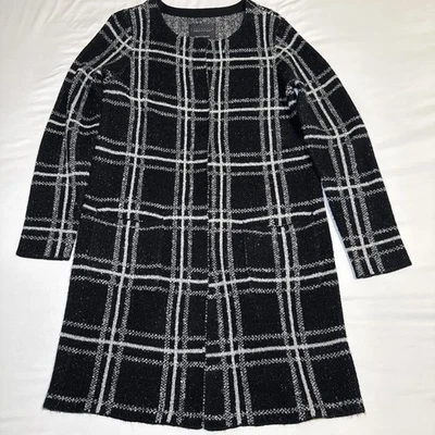 Sanctuary 夹克 S 黑色白色格子工艺定制按扣前口袋毛衣 — 第 1/4 张图片